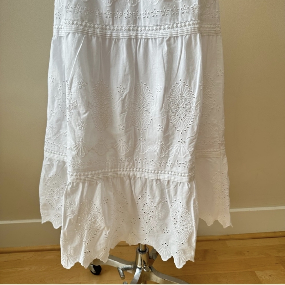 NWT Jason Wu Eyelet 2 Pc Set Tiered Ruffled Midi Skirt & Corset Crop Top White M - Picture 10 of 16